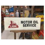 LION Motor Oil Service Metal Sign GAS OIL