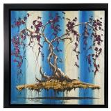 Alex Harvie "Light Blue Floating Bonsai" Painting