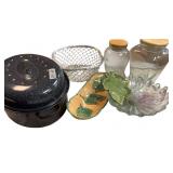 Roaster, Glass Displays, Jars, Wire Basket