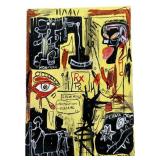 Signed Basquiat Oil Panting On Post Card