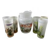 Blakely Oil & Gas Cacti frosted pitcher & Glasses