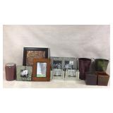 Picture Frames, Candle, Metal Handled Vase,