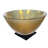 Stephen Schlanser Gold Crackle Art Glass Bowl