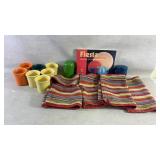 Vtg FIESTA Coffee Mugs, Shaker, Book,Placemats
