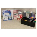 Notebook Paper, Labels (FRAGILE) Caution, Pens
