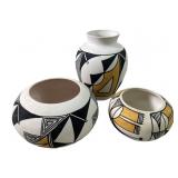 (3) Pc Signed Hand Made Acoma Pottery