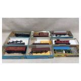 9 ho scale train carts in boxes