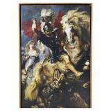 Framed Saint George and the Dragon Print On Board