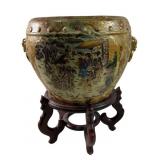 Satsuma Fish Bowl Planter on Stand