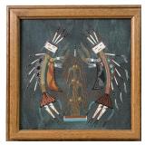 Vintage Native Sand Painting Black Night