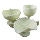 3 pc FENTON SATIN CUSTARD GLASS
