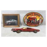 Tin Wall Art Hot Rods MUSTANG and Framed Photo