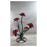 5 Flower with Leaves Metal Yard Art