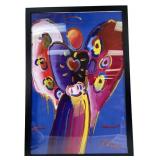 Peter Max " Angle With Flowers" Print On Canvas