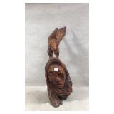Large Wooden Carved Native with Eagle