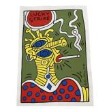 Signed Keith Haring Untitled Panting On Paper