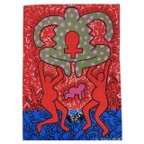 Signed Keith Haring Untitled Panting On Paper