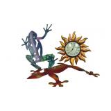 Outdoor Metal Art Thermometer, Frogs