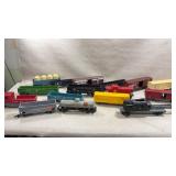 collection of HO scale model train freight cars