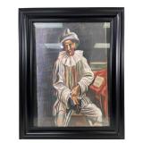 Framed Picasso " Pierrot with a Mask" Canvas Print