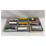 Collection of HO scale model trains.