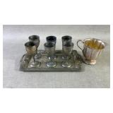 c1940s Occupied Japan Tray /Goblet Set Dragon