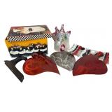 Metal Heart Wall Art, Glass Candle Holder, Fused