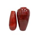 2 Lg Red Cylinder Vase Set