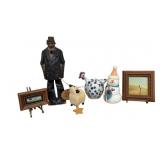 Studio Pottery Hen, Vtg Wooden Sailor, Covid