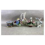 Miniature Bone China Floral,Porcelain Music Box