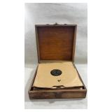 Antique record case with antique records