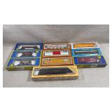 collection of vintage HO scale model train cars