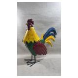 18" handpainted metal rooster garden statue