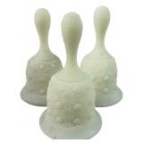(3) Vintage Fenton Yellow Custard Satin Glass bell