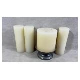 4 large candles one base