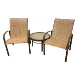 2 Slingback Outdoor Patio Chairs with Glass top