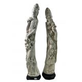 Large Pair of faux ivory statues of Kwan Yin and