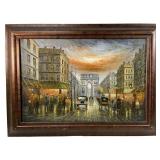 Original Paris Street Scene Oil Panting On Canvas