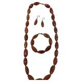 3 Pc Set Of Natural carnelian Beaded Jewelry Set