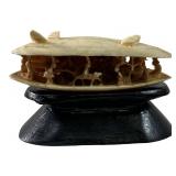 Chinese carved ivory Clam Shell With Scene