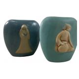 (2) Navajo Jack Black Pottery Vases