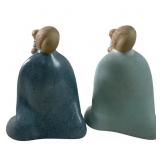 (2) Navajo Jack Black Kneeling Woman Sculptures