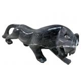 polished gray striped marble jaguar Sculpture