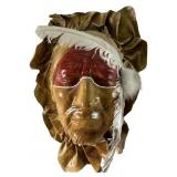Signed Leather Native American Face Wall Art