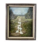 STOELLE 1987 Land Scape Oil Painting With Ducks