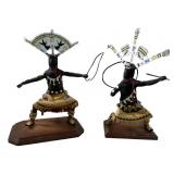(2) Signed Rare Apache Hoop War Kachina Dolls