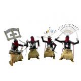 (4) Signed Apache Crown Dancer Kachina Dolls