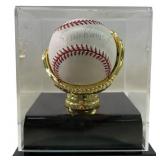 Ernie Banks Signed Baseball With Display