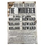 Rare Abraham Lincoln assassination Reward Poster