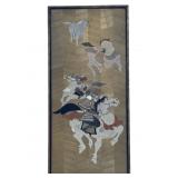 Large Antique Japanese Samurai Painting On Bamboo